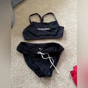 black lifeguard swimsuit
